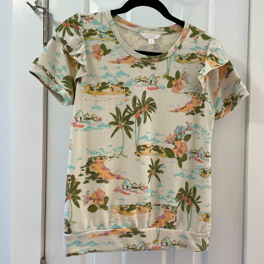 LC Lauren Conrad Hawaiian Ruffle Short Sleeve Top - S